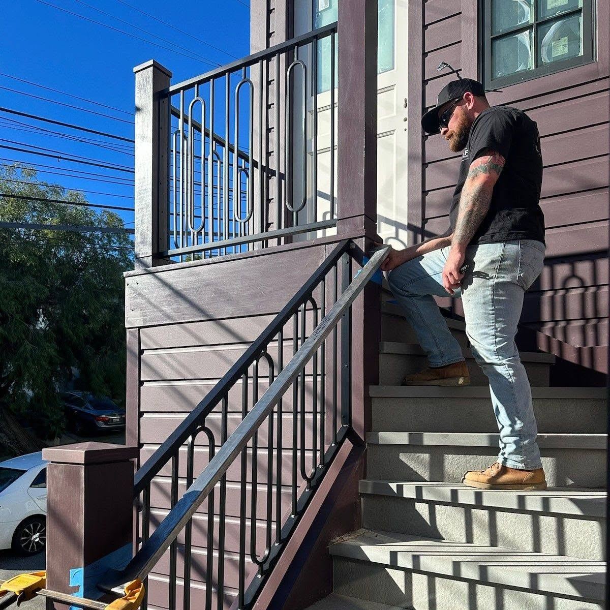 Finished steel stair railing installation, Santa Rosa