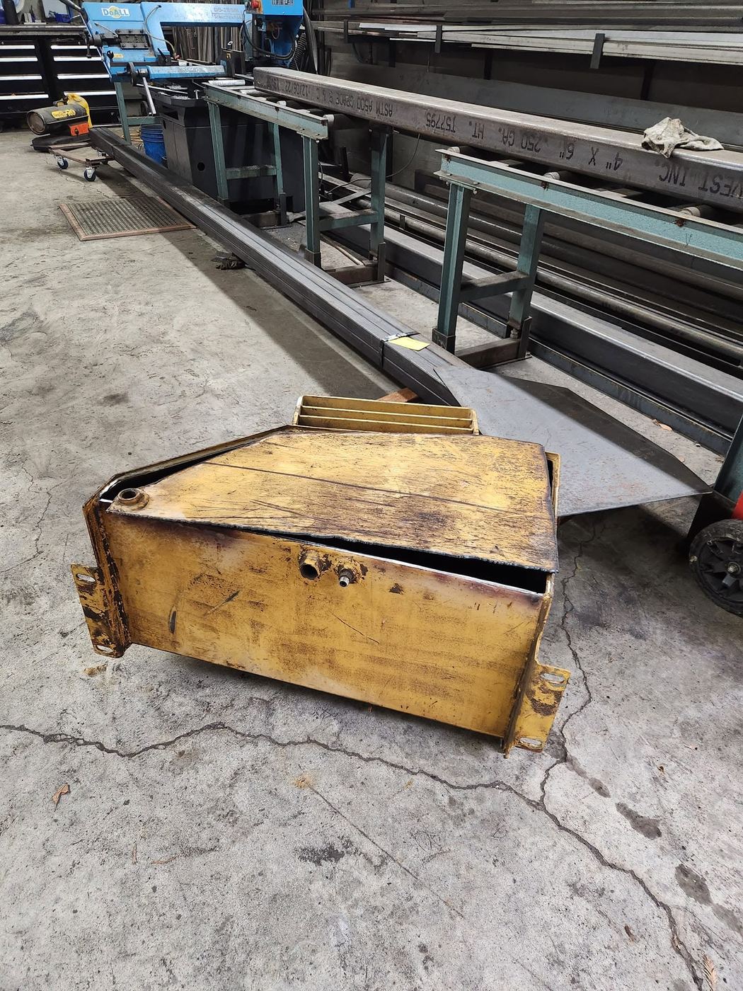 Tractor fuel tank before repair